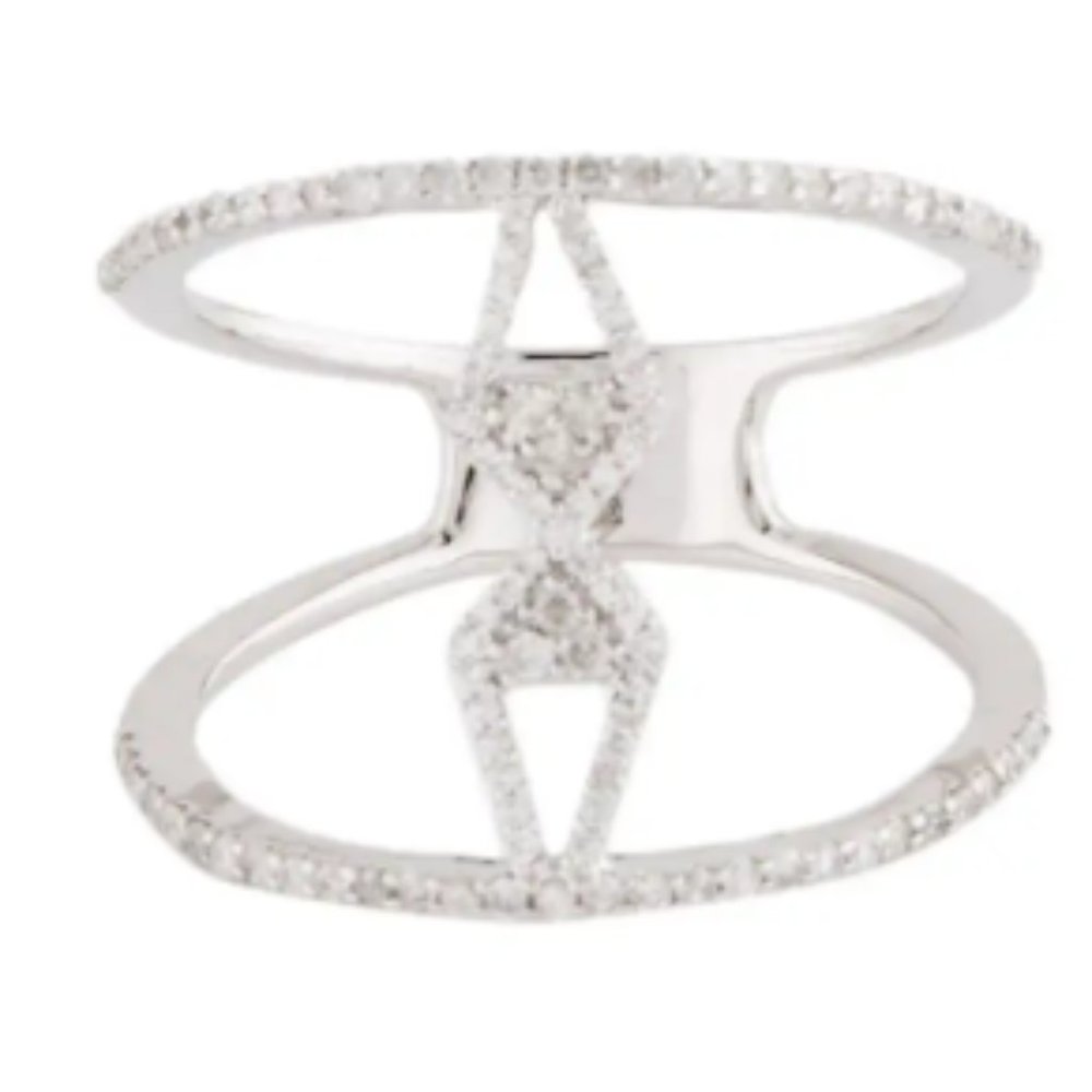 14K White Gold Diamond Fashion Band - Size 6, Round Brilliant Cut Near Colorless